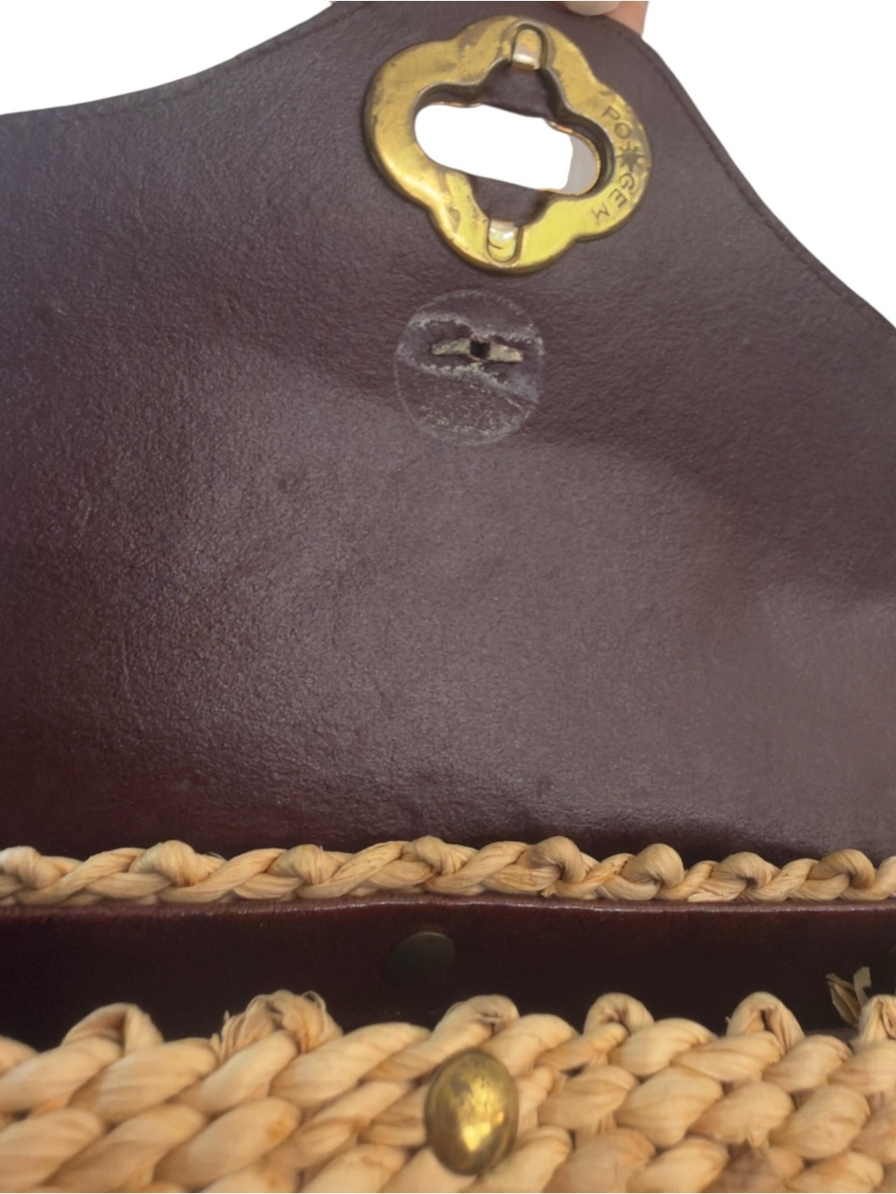 Etienne Aigner Vintage Woven Straw Crossbody Flap Bag Purse Oxblood Burgundy. - Picture 7 of 16
